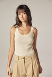 Cotton linen blend rib cami