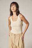 Cotton linen blend rib cami