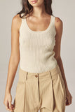 Cotton linen blend rib cami