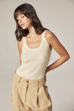 Cotton linen blend rib cami