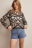 Forte Crochet Floral Pattern Sweater FSW0023