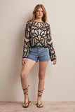 Forte Crochet Floral Pattern Sweater FSW0023