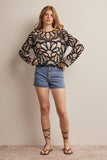 Forte Crochet Floral Pattern Sweater FSW0023