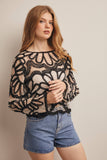 Forte Crochet Floral Pattern Sweater FSW0023
