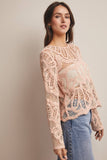 Forte Crochet Floral Pattern Sweater FSW0023