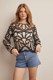 Forte Crochet Floral Pattern Sweater FSW0023
