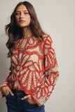 Forte Crochet Floral Pattern Sweater FSW0023