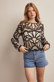 Forte Crochet Floral Pattern Sweater FSW0023