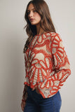 Forte Crochet Floral Pattern Sweater FSW0023