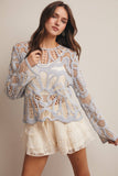 Forte Crochet Floral Pattern Sweater FSW0023