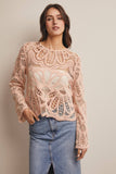Forte Crochet Floral Pattern Sweater FSW0023