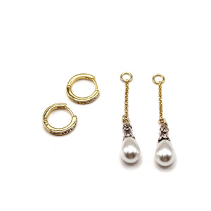 The Pearl Dew Drop Convertible Huggie Earring