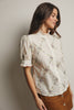 Embroidered Ruffle Collar Cotton Blouse FT0032