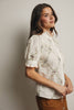 Embroidered Ruffle Collar Cotton Blouse FT0032
