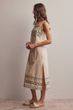 Forte Embroidered Straight-Neck Cotton Midi Dress FD0046