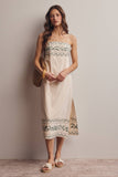 Forte Embroidered Straight-Neck Cotton Midi Dress FD0046