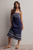 Forte Embroidered Straight-Neck Cotton Midi Dress FD0046