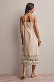 Forte Embroidered Straight-Neck Cotton Midi Dress FD0046