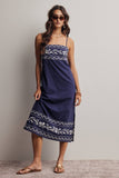 Forte Embroidered Straight-Neck Cotton Midi Dress FD0046