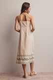 Forte Embroidered Straight-Neck Cotton Midi Dress FD0046
