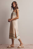 Forte Embroidered Straight-Neck Cotton Midi Dress FD0046