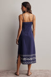Forte Embroidered Straight-Neck Cotton Midi Dress FD0046