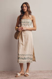Forte Embroidered Straight-Neck Cotton Midi Dress FD0046