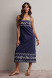 Forte Embroidered Straight-Neck Cotton Midi Dress FD0046