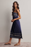 Forte Embroidered Straight-Neck Cotton Midi Dress FD0046