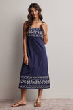Forte Embroidered Straight-Neck Cotton Midi Dress FD0046