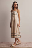 Forte Embroidered Straight-Neck Cotton Midi Dress FD0046