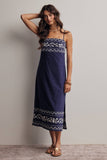 Forte Embroidered Straight-Neck Cotton Midi Dress FD0046