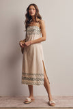 Forte Embroidered Straight-Neck Cotton Midi Dress FD0046