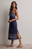 Forte Embroidered Straight-Neck Cotton Midi Dress FD0046