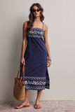 Forte Embroidered Straight-Neck Cotton Midi Dress FD0046
