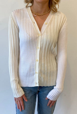 Eolas White Anna ribbed cardigan