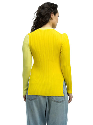 Eolas Yellow Anna ribbed cardigan