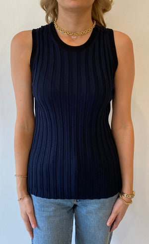 Eolas Black Francesca Ribbed Tank