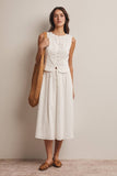 Forte Eyelet Drawstring Midi Skirt FSK0016