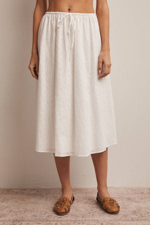 Forte Eyelet Drawstring Midi Skirt FSK0016