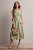 Forte Eyelet Drawstring Midi Skirt FSK0016