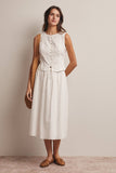 Forte Eyelet Drawstring Midi Skirt FSK0016