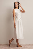Forte Eyelet Drawstring Midi Skirt FSK0016