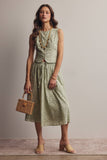 Forte Eyelet Drawstring Midi Skirt FSK0016