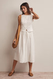 Forte Eyelet Drawstring Midi Skirt FSK0016