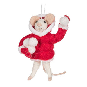 Mouse Snowballs Ornament-Red-5"H