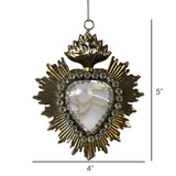 Sacred Heart Milagro with Mother of Pearl/Abalone Shell