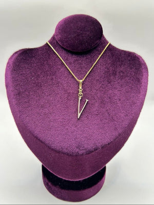 Frost Fine 10k & Diamond Pavé Initial V Charm
