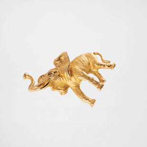 Elizabeth Vintage Gilt Napier Elephant Trunks Up Brooch