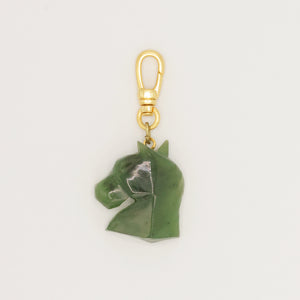 Vintage Hand Carved Green Spinach Jade Horse Charm